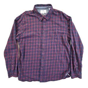 Thread & Cloth Flannel Shirt Women's XXL Navy & Red Long Sleeve Button Down EUC